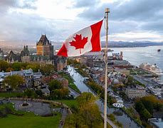 Canada flag and city